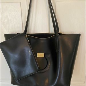 Salvatore Ferragamo tote with a attached pouch.